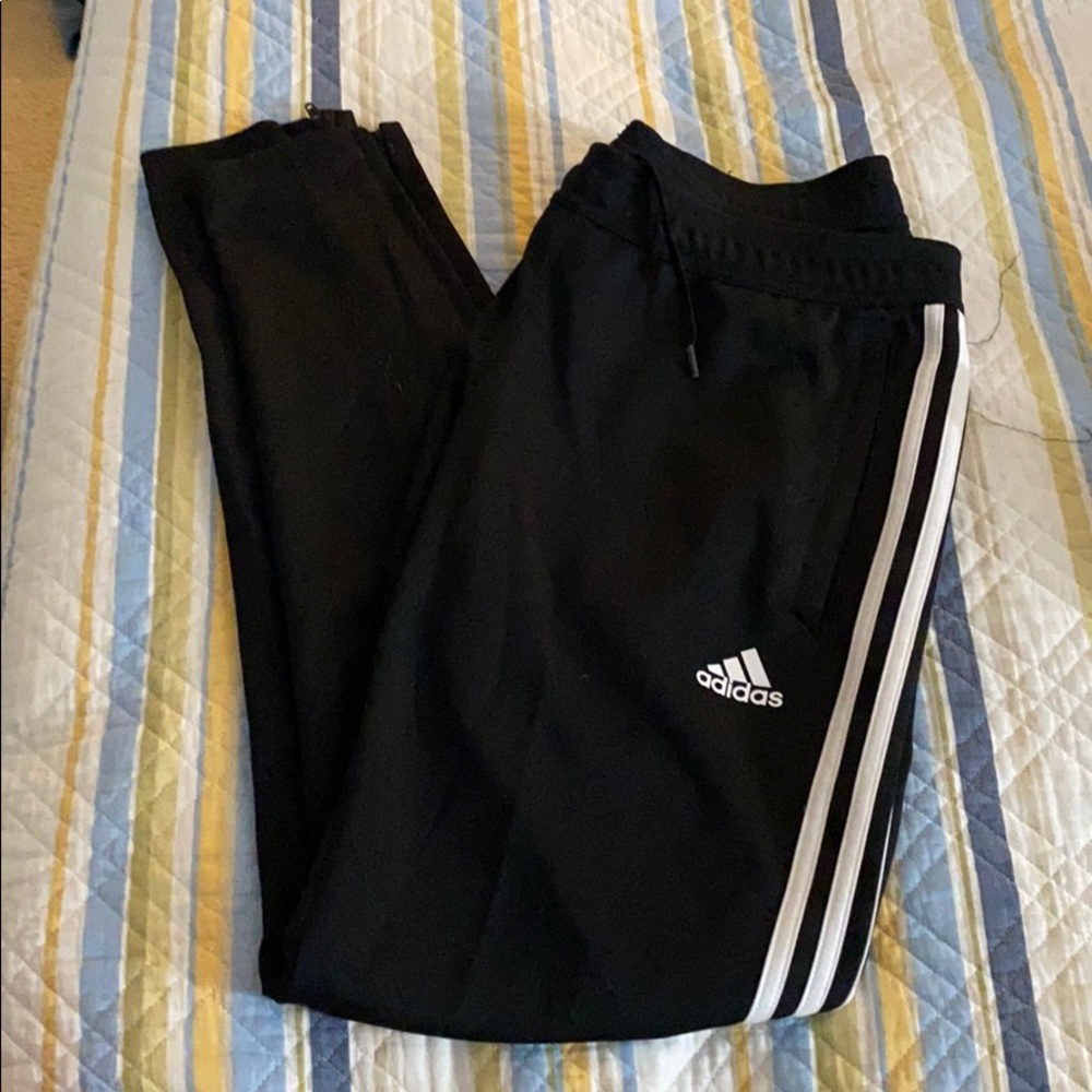 Adidas soccer pants with zip up legs
